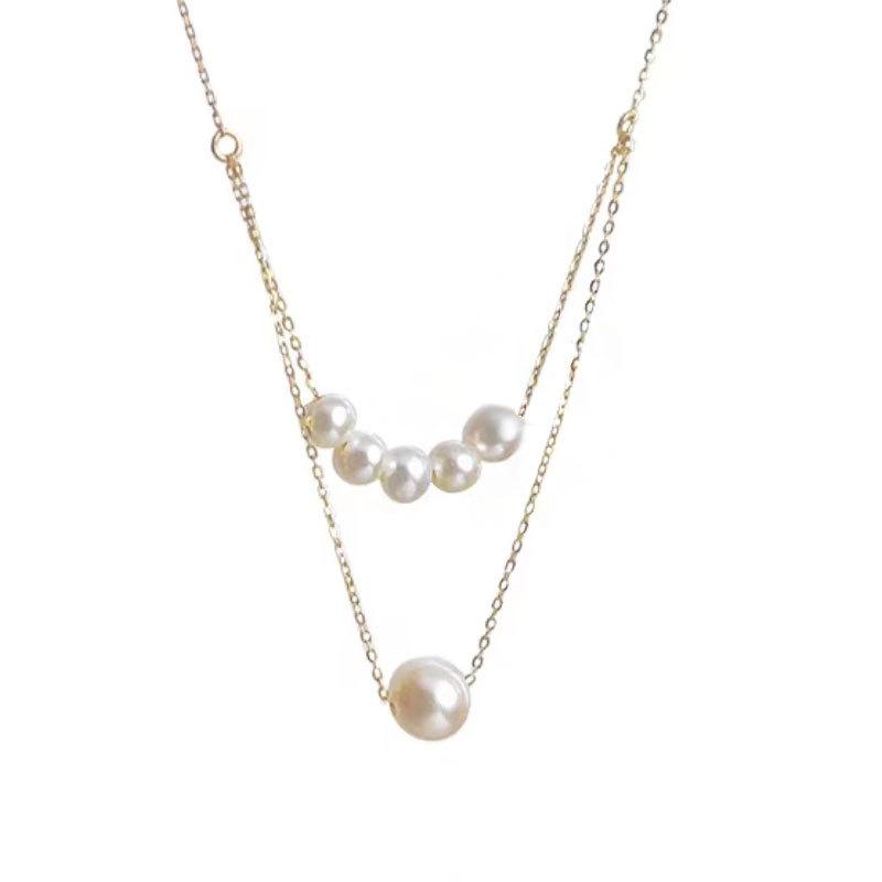 Двухслойное ожерелье из жемчуга в стиле французского ретро, легкая роскошь, нишевый дизайн, темперамент, нежный стиль