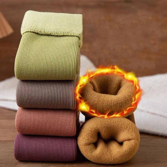5 Pairs Winter Snow Socks Unisex Thick Plush Mid-tube Thermal Elastic Anti-slip Solid Color Slim Socks for Skiing Skating Camping