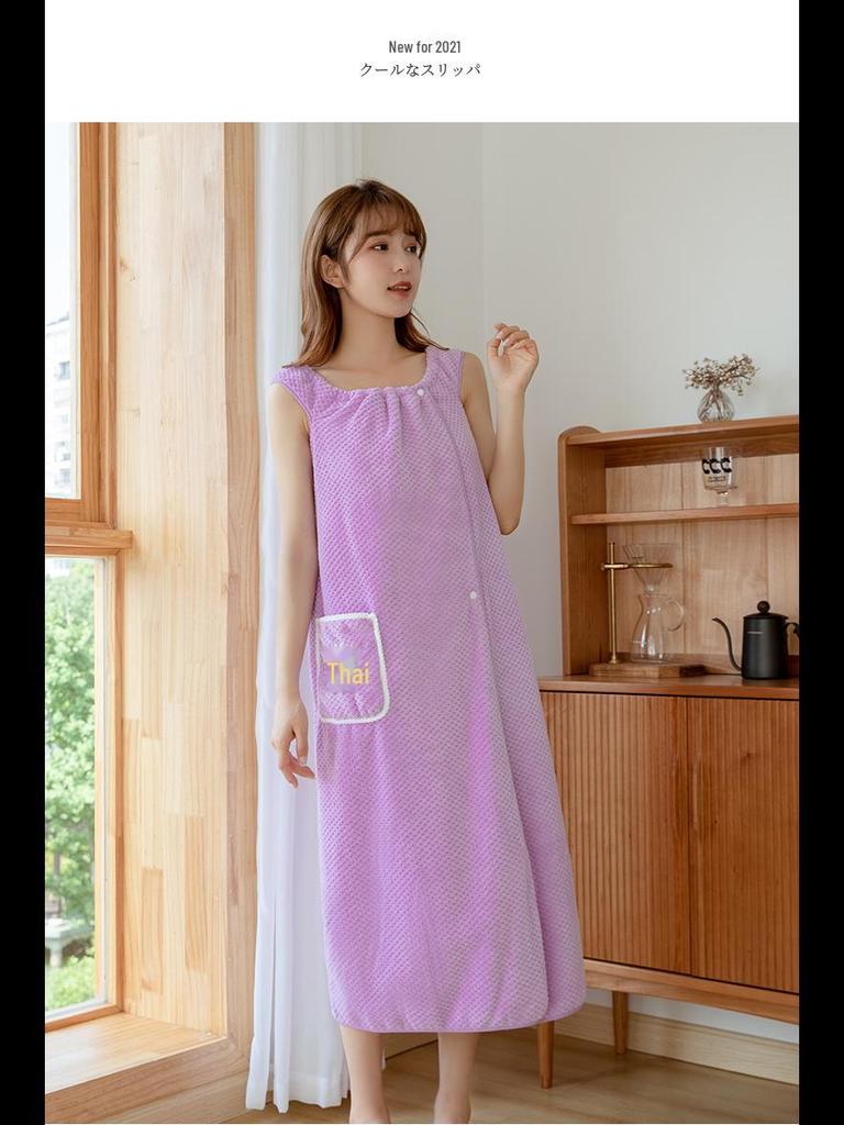 New 2024 Summer Bath Skirt Robe for Women - Soft and Absorbent Cotton Towel Wrap