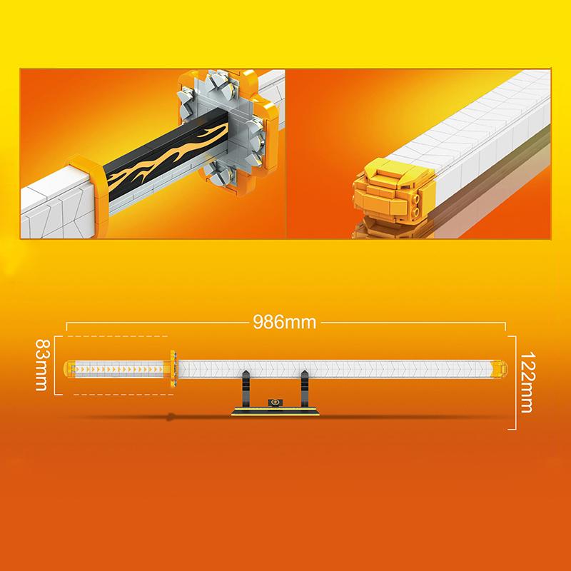 956PCS Demon Slayer Agatsuma Zenitsu Sword Building Blocks Anime Ninja Knife Weapon Katana Model Assemble Brick Toy Kid Boy Gift