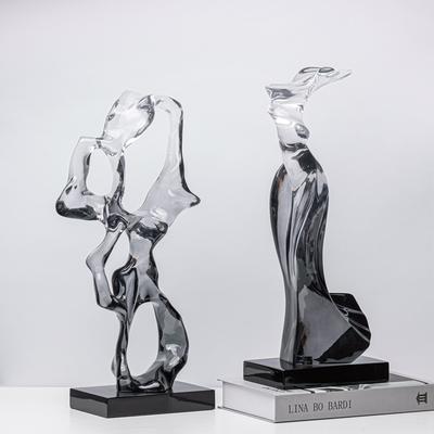 Креативная Геометрическая Прозрачная Смоляная Скульптура Мраморная Статуя Прозрачный Градиент Полый Орнамент Декор для Дома