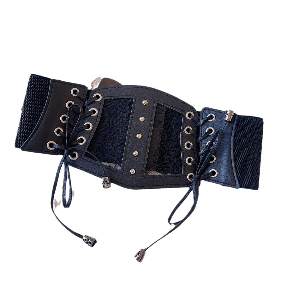 High Waist Female Waistband PU Leather Wide Waist Belt Lace Cummerbunds Clothing Accessories