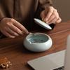 Ru kiln Tianqing ashtray household ceramic with cover anti-fly ash ashtray creative personalized tea room tea ceremony accessories