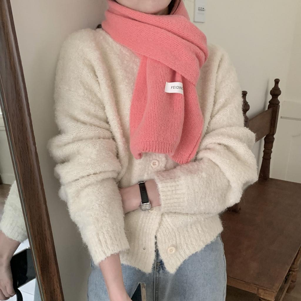 Hick Knitted Snood for Women 160x20cm Warm Winter Neck Warmer Solid Color Cashmere-like Fleece Scarf