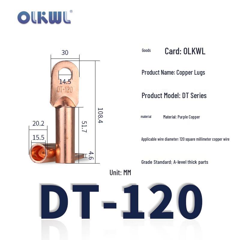 OLKWL DT Series Thickened Copper Cable Lugs