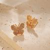 Fashion Small Delicate 18k Gold Plated Colorful Zircon Butterfly Stud Earrings For Women