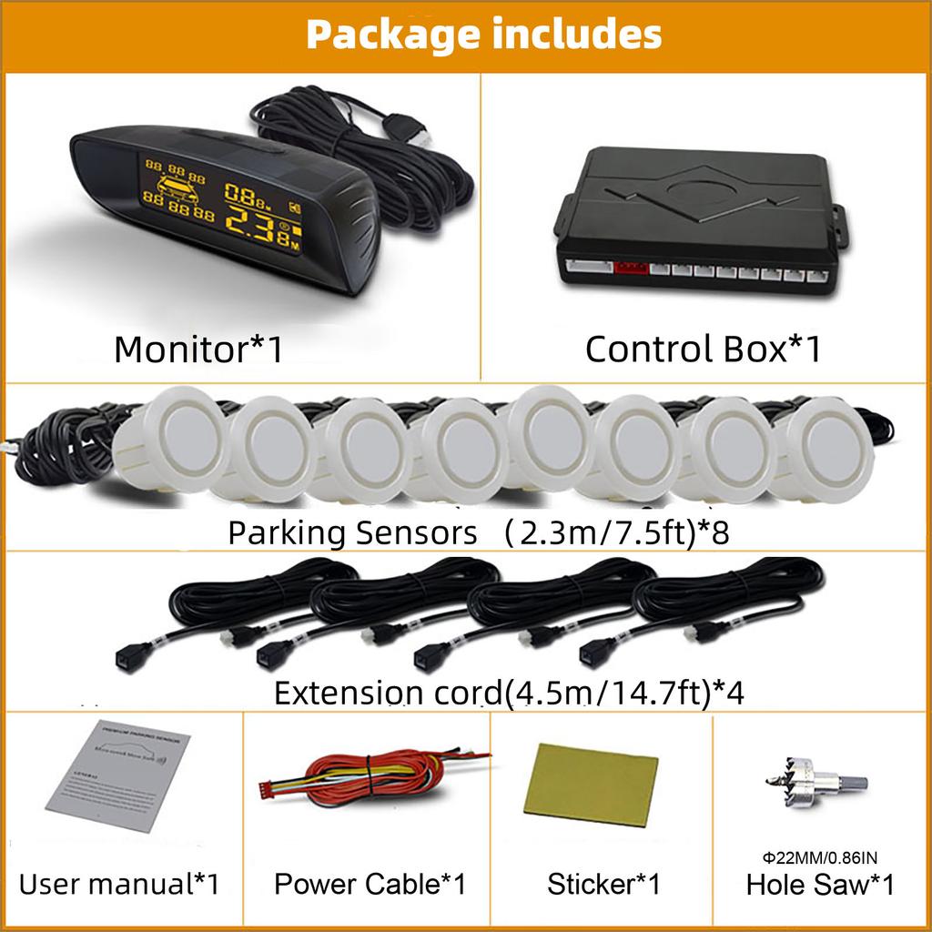 Vehicle Car 8 Parking Sensors System Reverse Backup Radar Front and Rear Assistant Kit Parktronic Auto Distance Detection Beep