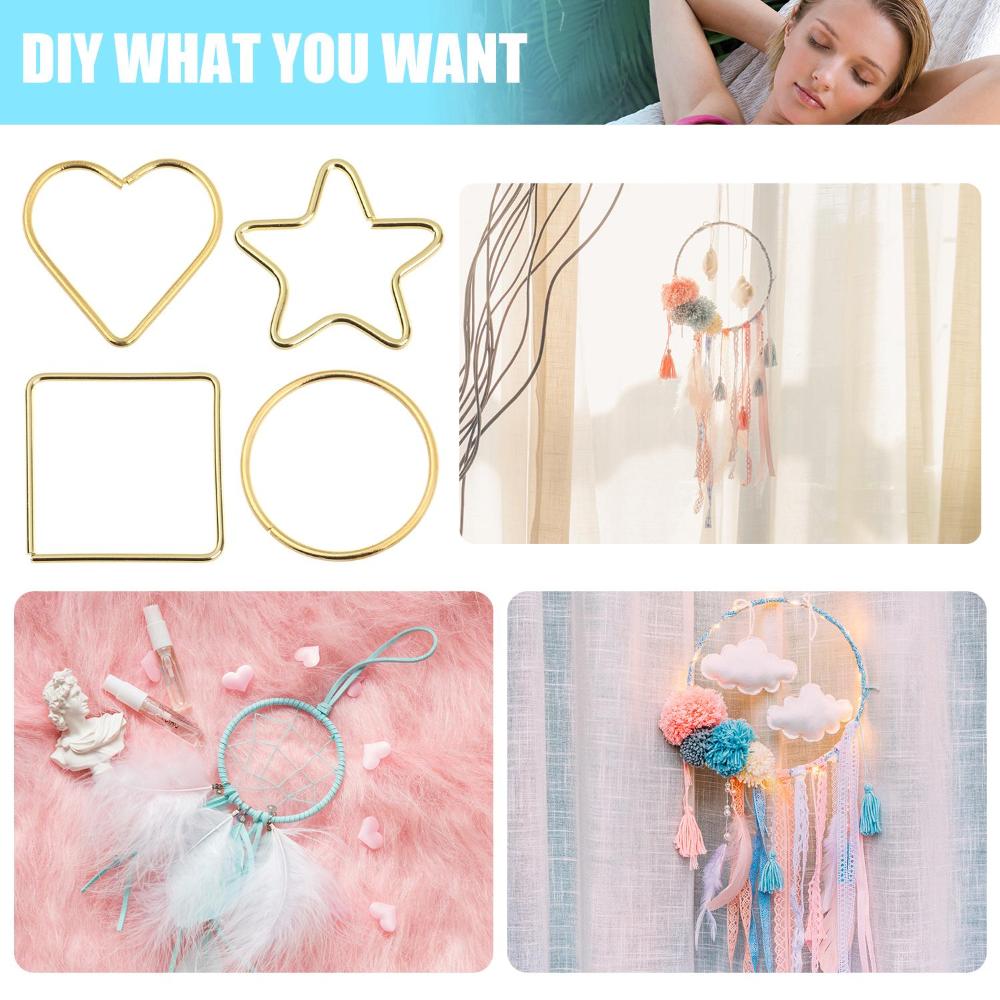 Crafts Moon Macrame Gold Hoop Dream Catcher Metal Hoops Rings Supplie