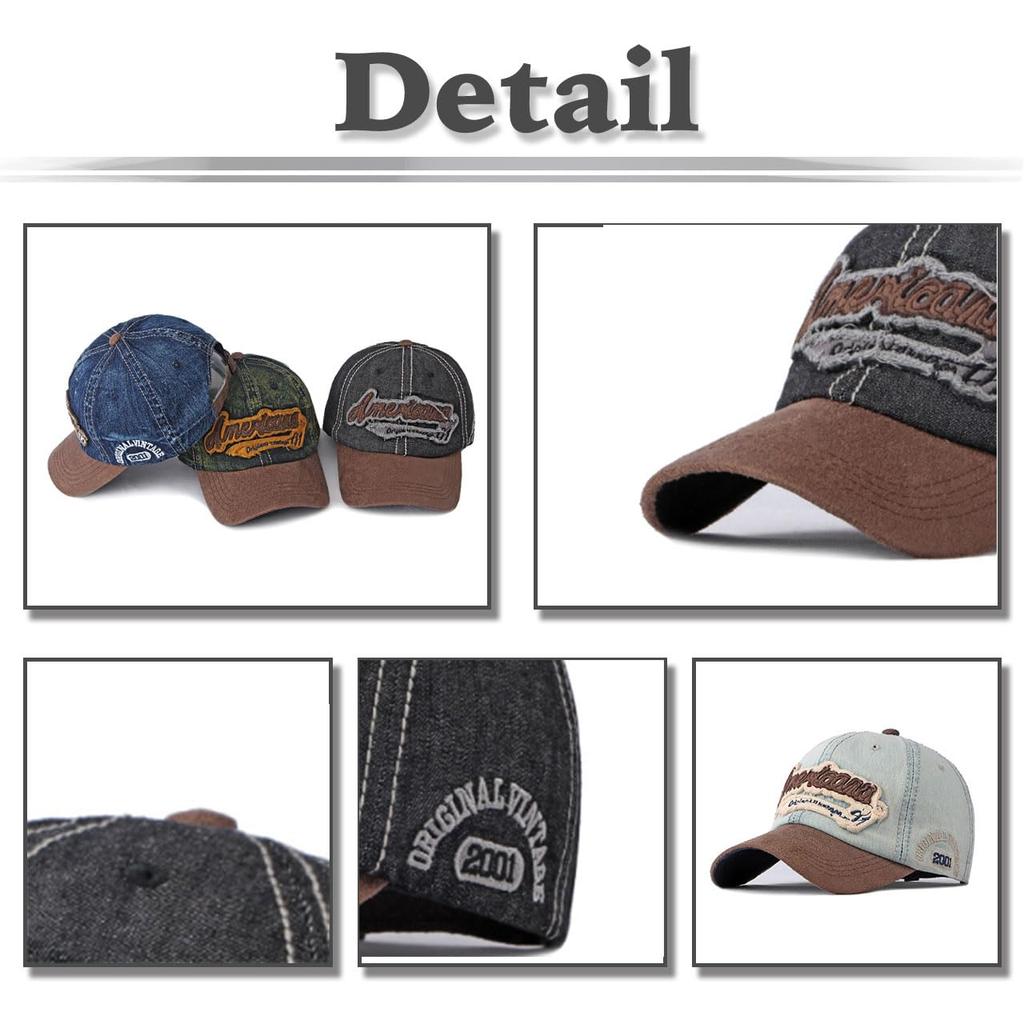 Бейсболка из старого денима CA870 [Белый Клык], Кепка, Логотип, Кепка, 3D, Стильная, Крутая, Мужская (Светло-синий)