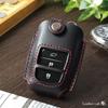 Чехол для смарт-ключа Toyota Совместимый Натуральная Кожа GR Окно для 80 Нового Land 90 Yaris Yaris Нового Granace [Kawachaya] (toyot@a-av2B) (Черный/Красный Вырез)