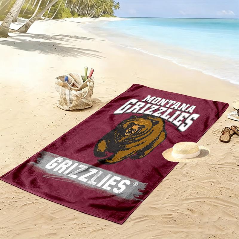 Пляжное полотенце с принтом Montana Grizzlies, Большое, Мягкое, Быстросохнущее, для Пляжа, Кемпинга, Плавания