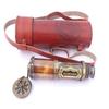 Brass Telescope with Leather Case, Decor Spyglass, Decorative Telescope for Travel