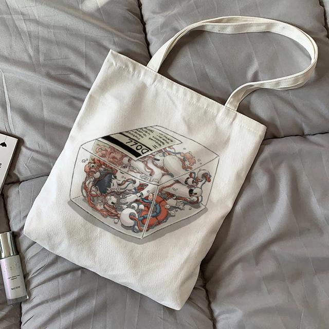 Ladies Fashion Trend Shopping Bags Printed Kawaii Bags Harajuku Shopping Canvas Shopping Bags Girls Handbags Handbags Shoulder L