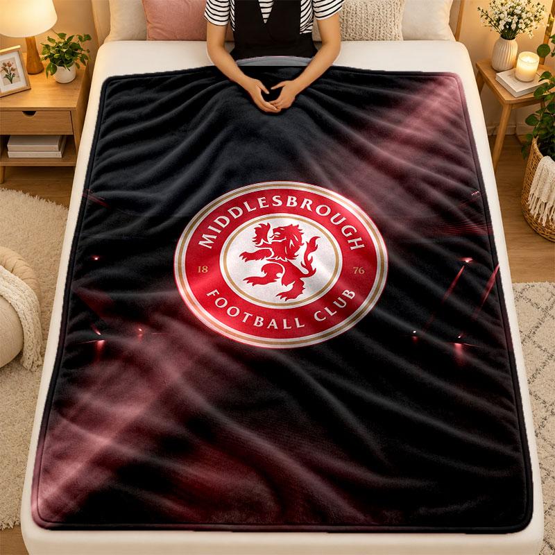 Flannel BlanketMiddlesbrough FC Warm Soft Throw Blanket for Indoor Sofa Bed Living Room Use