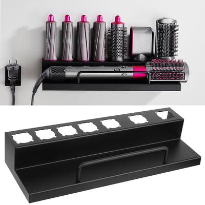 Подставка-органайзер для инструментов по уходу за волосами, держатель для фена, полка для хранения фена и бигуди, настенная полка