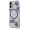 Etui do iPhone 16 Guess MagSafe Glitter Kwiaty Fioletowe