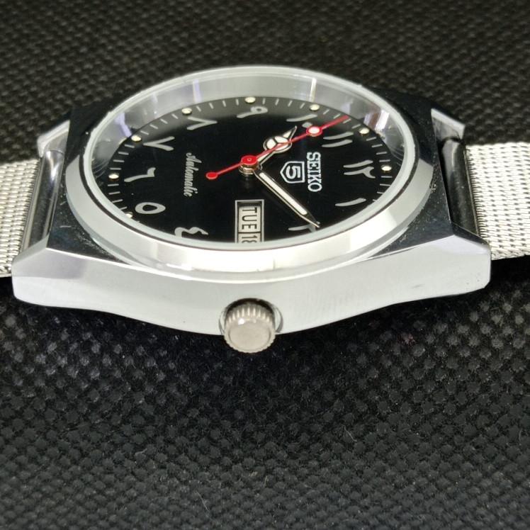 ВОССТАНОВЛЕННЫЕ ВИНТАЖНЫЕ SEIKO 5 AUTO 6309A ЯПОНИЯ МУЖСКИЕ АРАБСКИЕ ЧЕРНЫЕ ЧАСЫ a298957-2