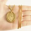 Новая модная религиозная фигурка из нержавеющей стали подвеска на ключицу цепочка женская титановая сталь 18k круглая карта рельефный дизайн