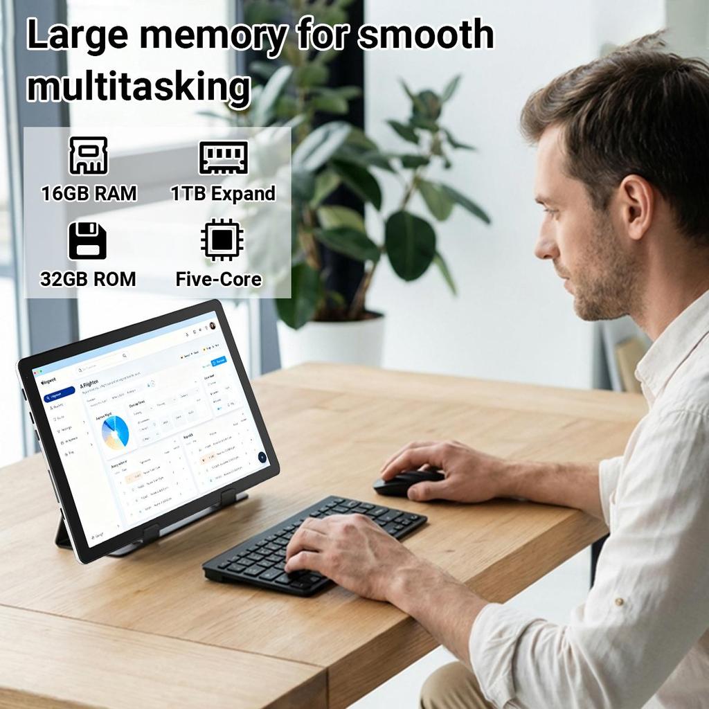 Android 15 Tablet, 10 Inch, 16GB+32GB, 5 Core 1.8GHz, In-Cell IPS, WiFi 6, 5000mAh