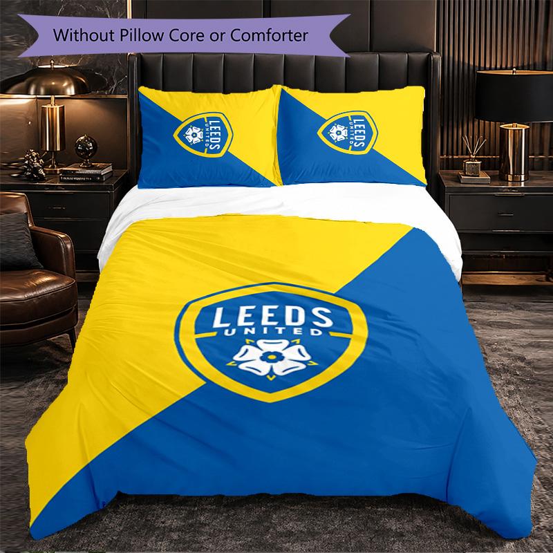 Футбольный комплект постельного белья Leeds United из 3 предметов Мягкий пододеяльник с наволочками Набивной комплект для декора спальни для дома