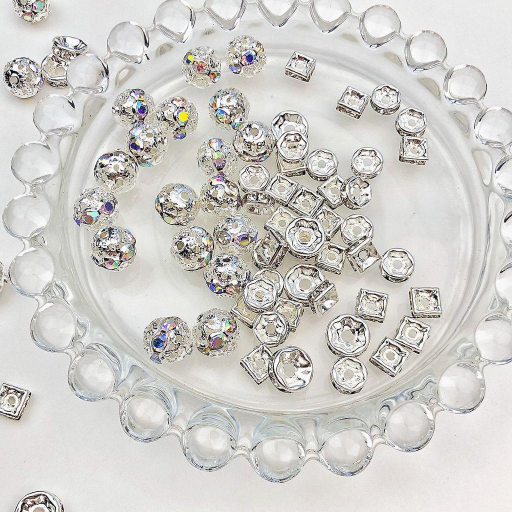 10 шт. полых бусин-разделителей со стразами для изготовления украшений своими руками