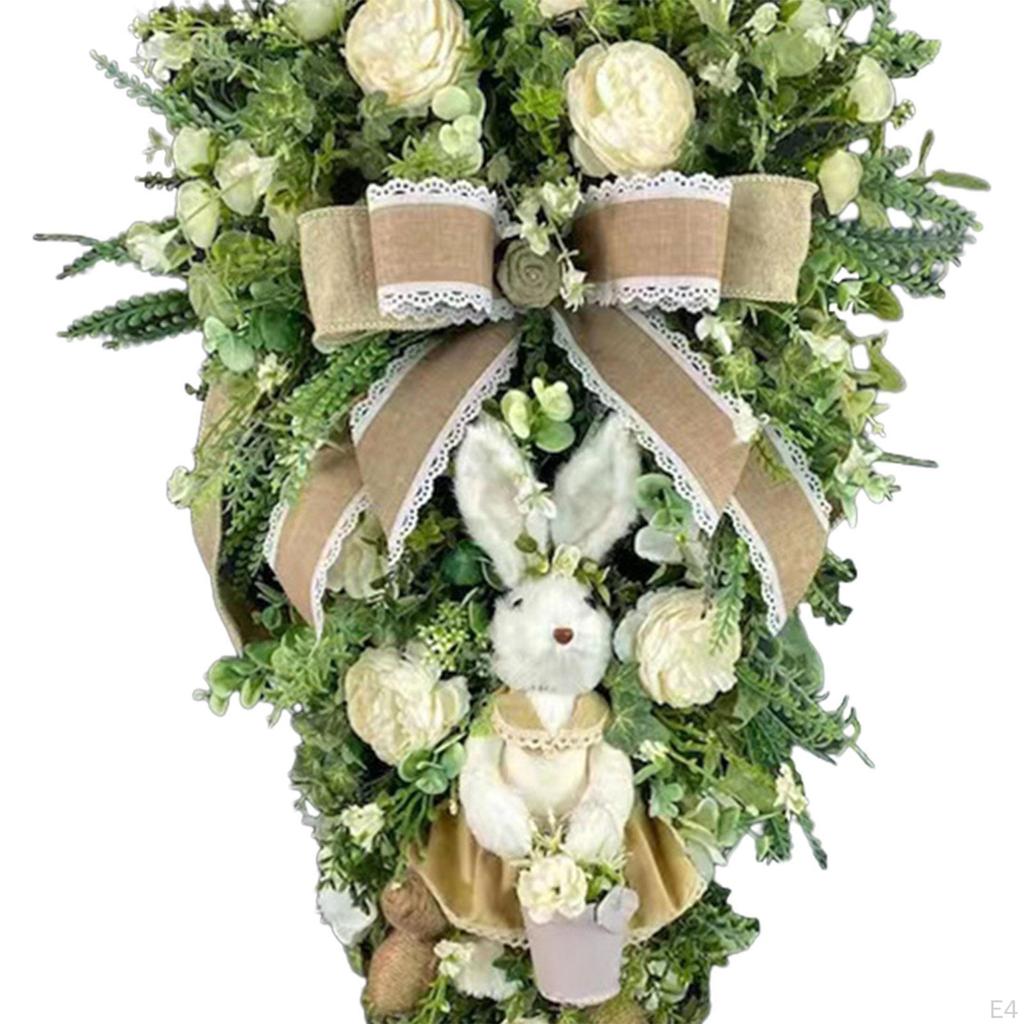 Easter Teardrop Wreath Artificial Hanging Crafts Front Door Swag for Fireplace Shelf