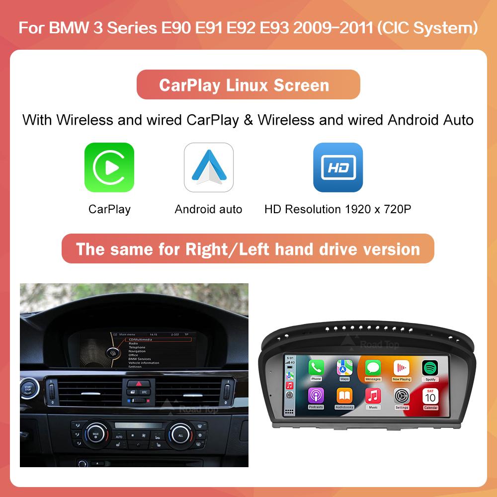 8.8"1920*720 Wireless CarPlay Android Auto Car Multimedia Display for BMW 3 Series E90 E91 E92 E93 5 Series E60 E61 Touch Screen