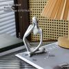 Nordic Minimalist Silver Thinker Sculpture for Home and Hotel Decor