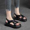 Johnature Summer 2023 New Retro Thick Soled Breathable Romand Sandals Genuine Leather Peep Toe Comfortable Women Platform Shoes