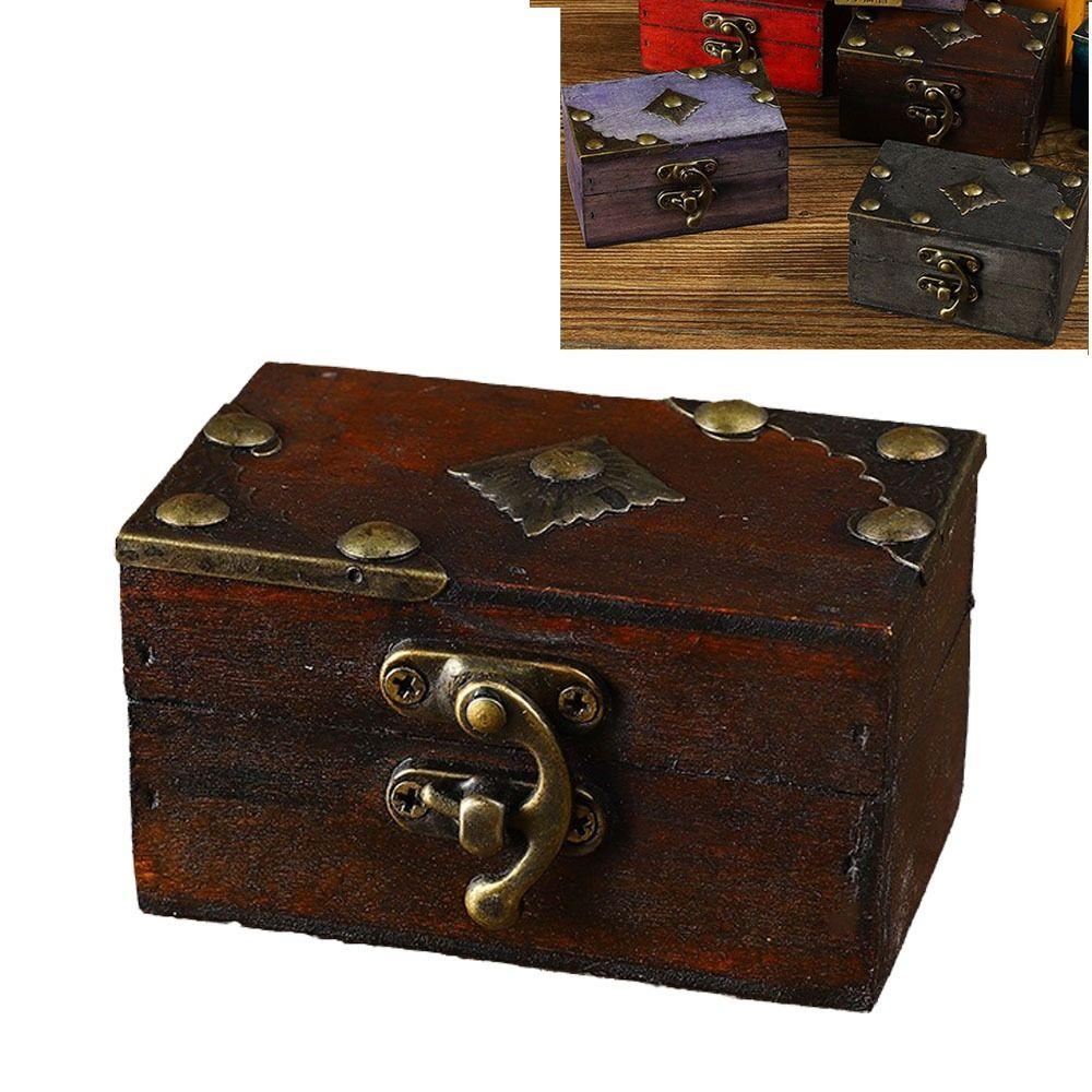 Small Size Wooden Jewelry Box Portable Buckle Trinket Chest Keepsake Case Cosmetics Sorting