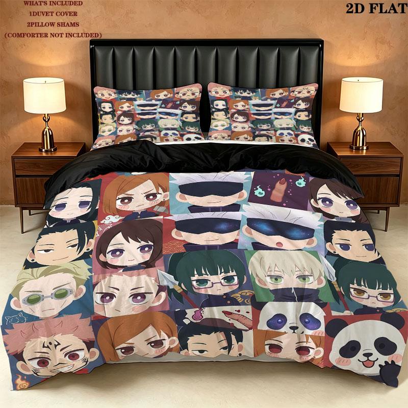 Jujutsu Kaisen Pattern Bedding Quilt Set Quilt Cover Pillowcase Home Birthday Gift(1 * duvet cover + 2 * pillowcase, without core)