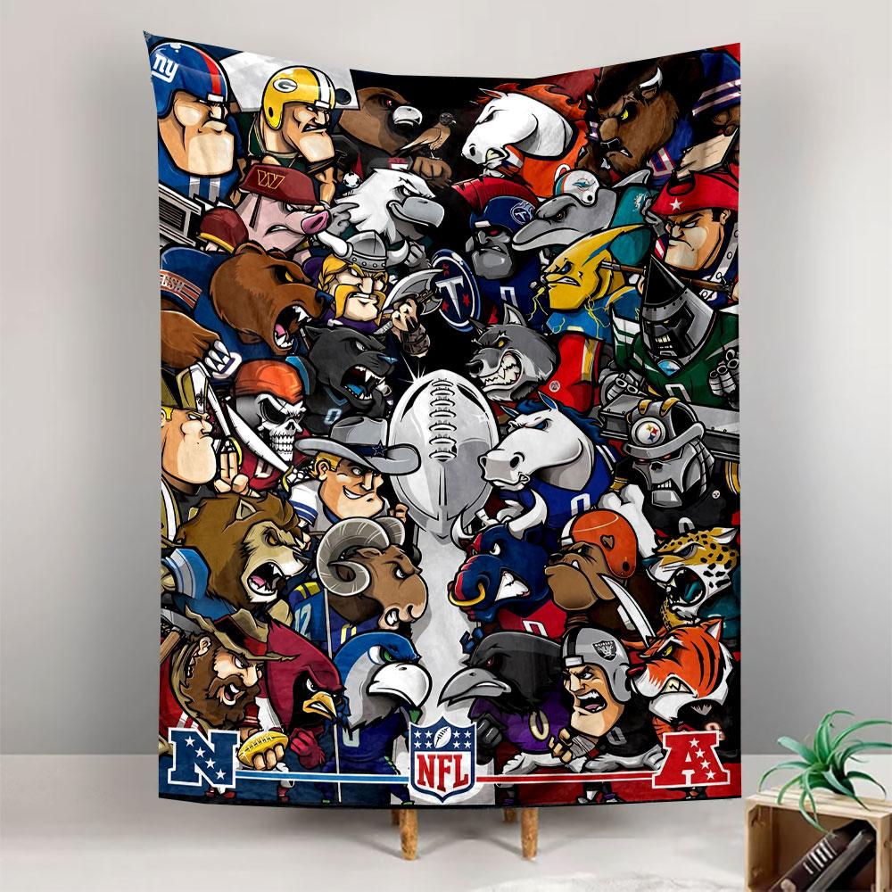 NFL Logo Tapestry Wall Hanging, American Football Emblem Poster, Sports Wall Decor for Bedroom Living Room Dorm