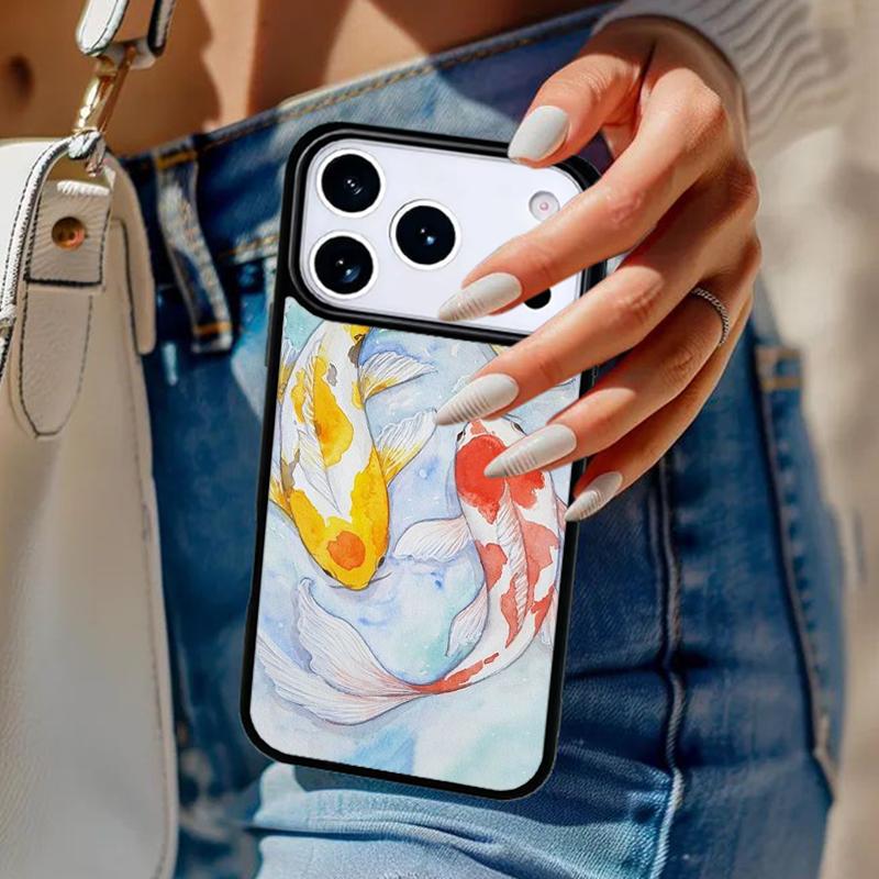 Чехол для телефона 'Инь Ян' с рыбками Кои для iPhone 17 Air 14 15 13 12 Max Чехол для Apple 16e 11 Pro Max Plus Coque