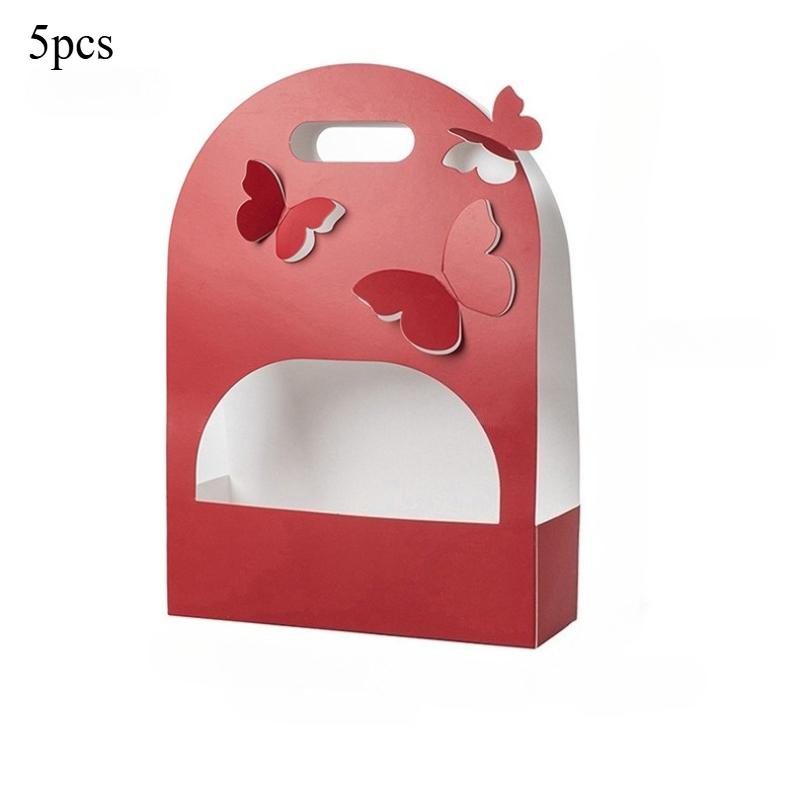 5pcs Paper Butterfly Handheld Flower Box Wedding Birthday Flower Basket Festival Party Arrangement Bag Flower Packaging Gift Box