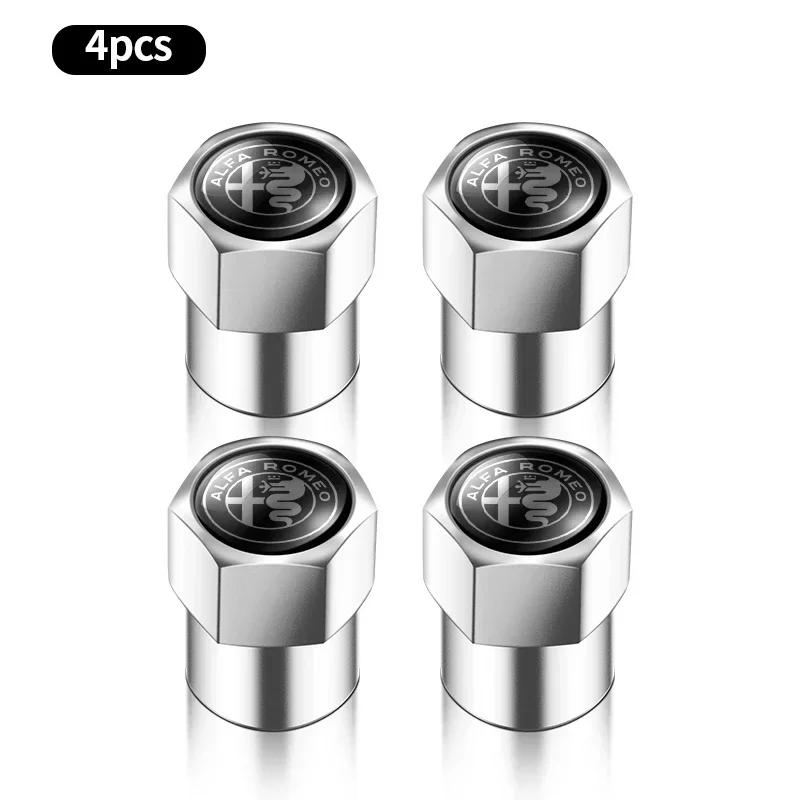 For Alfa Romeo 4PCS Car Badge Wheel Tires Valve Caps Metal Tyre Dust Covers For Alfa Romeo 159 Giulietta Giulia 147 Mito 156 Ste