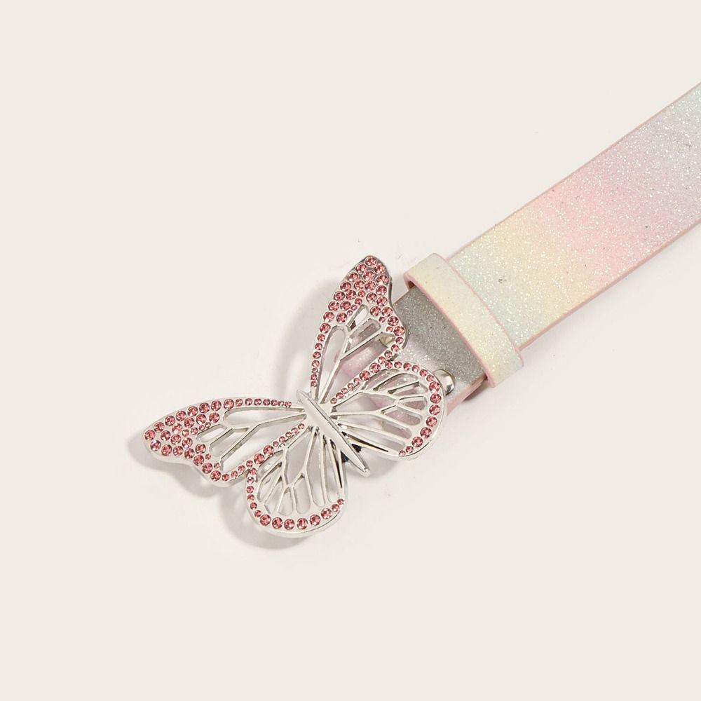 Adjustable Butterfly Rhinestone Belt Punk Waist Belt Butterfly Waistbands  Dress Decoration