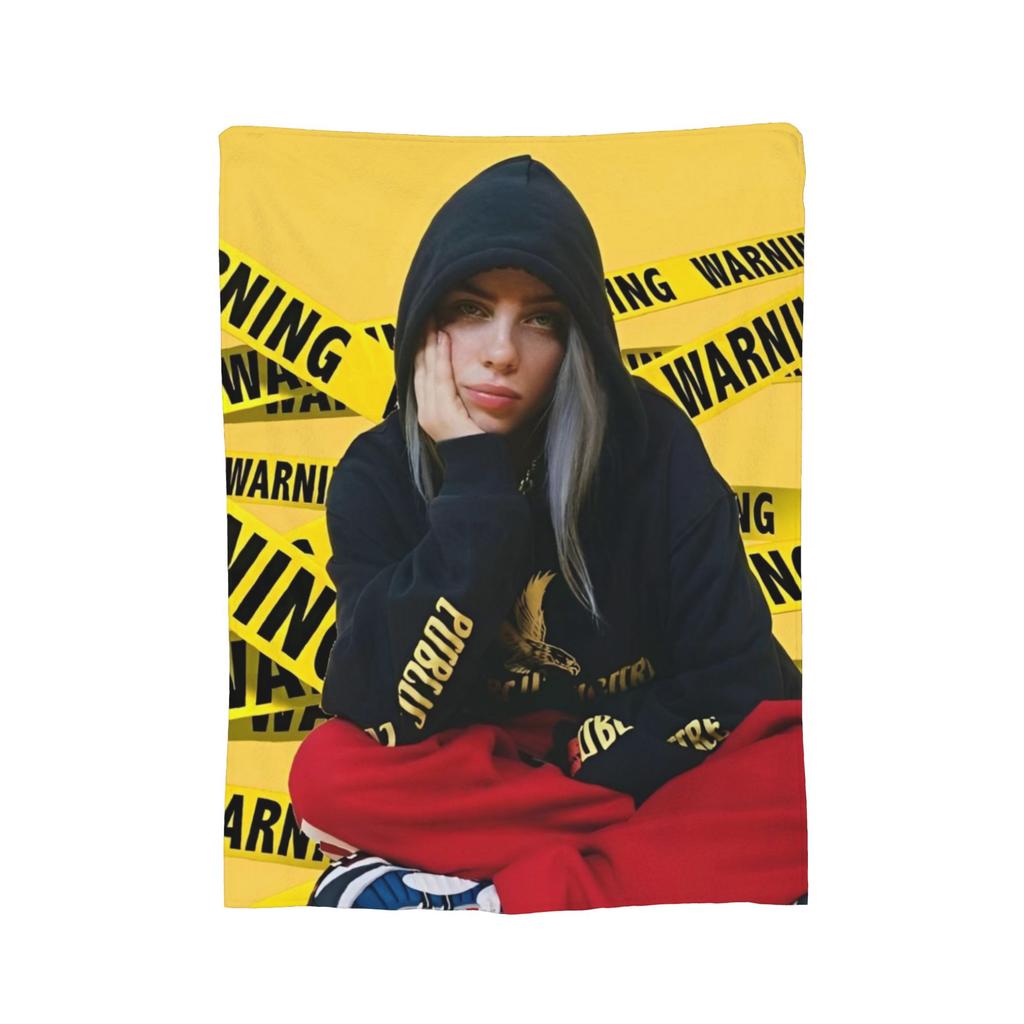 Плед из флиса с изображением известной певицы B-Billie-Girl E-Eilish, легкий, для дивана или кресла.