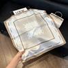 Lao Qian Feng Coffee Color Cashew Nut Silk Scarf Headscarf Versatile Neck Square Scarf Premium Sense Female Foreign Style Decorative Scarf Scarf