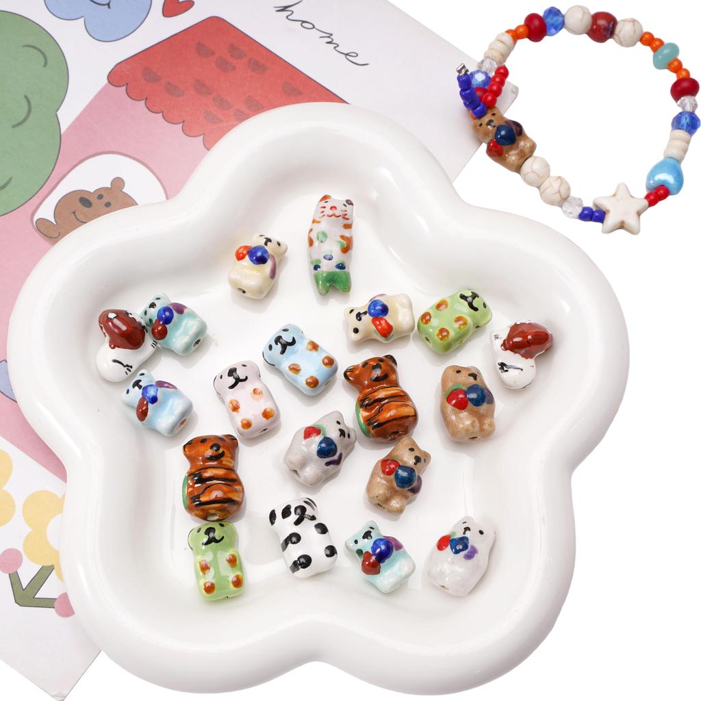 Керамические расписанные вручную бусины для милых животных-подвесок для браслетов, ожерелий и ювелирных изделий своими руками