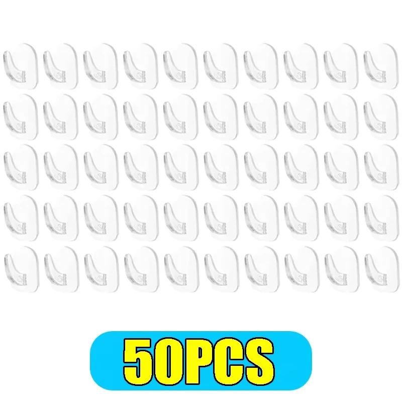 50/10PCS Mini Clear Wall Hooks Self Adhesive Transparent Sticky Hanger Wall Decor Hook Home Kitchen Bathroom Storage Organizers