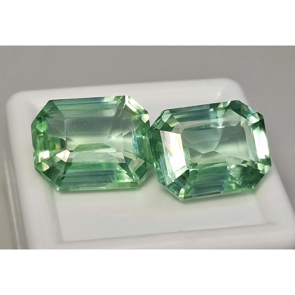 Emerald Cut Natural Green Sapphire 22-24 Ct Pair Beautiful Certified Gemstone