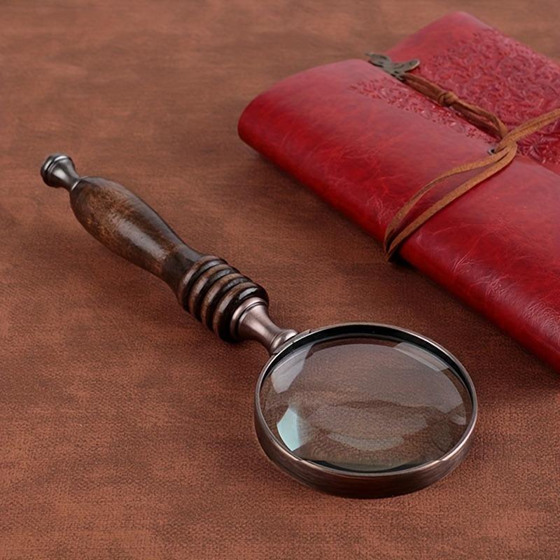 Retro Handheld Magnifier with Wooden Handle, Vintage Magnifying Glass, Photography Prop, Reading Repair, Work Ornaments, Gift