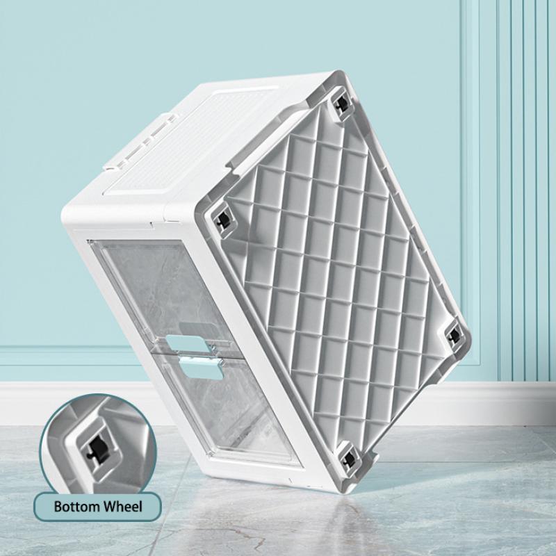 Складной ящик для хранения большой емкости, штабелируемый органайзер для мелочей, ящик для хранения игрушек для спальни, домашняя коробка для сортировки мелочей, прозрачные окна