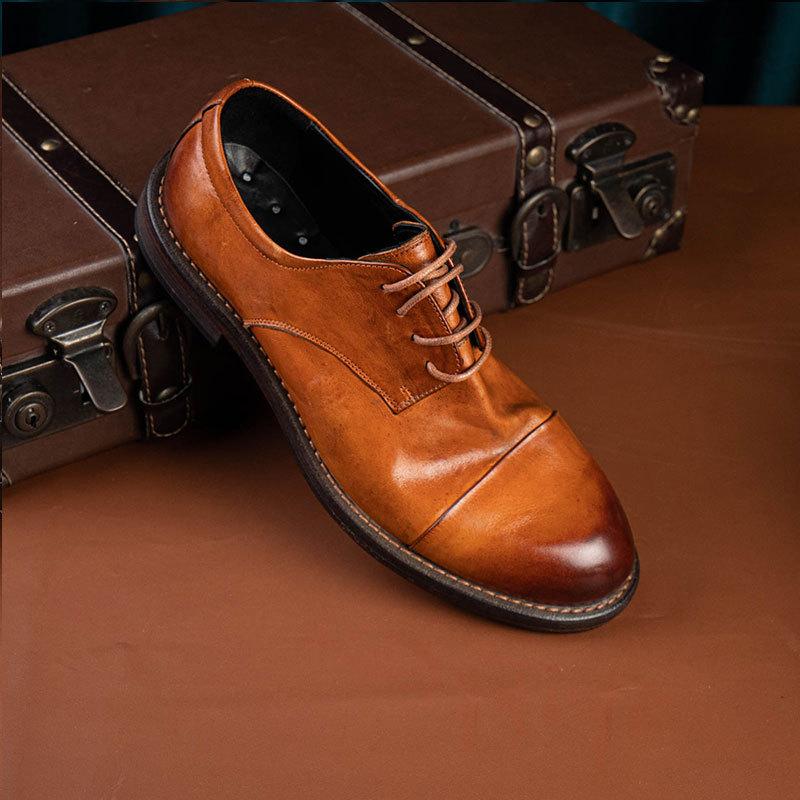 Goodyear Horse Leather Кожаная подошва Промытые ретро Старые деловые кожаные туфли Платье Кожаные туфли Свадебные туфли