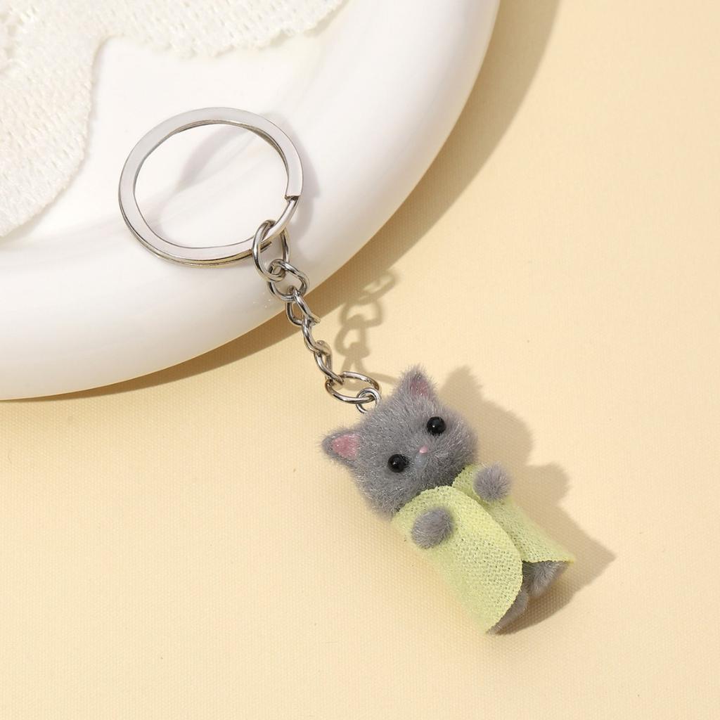 Смола Флокирование Симпатичный Трехмерный Кот Брелок Подвеска Автомобильный Брелок Подвеска Сумка Подвеска