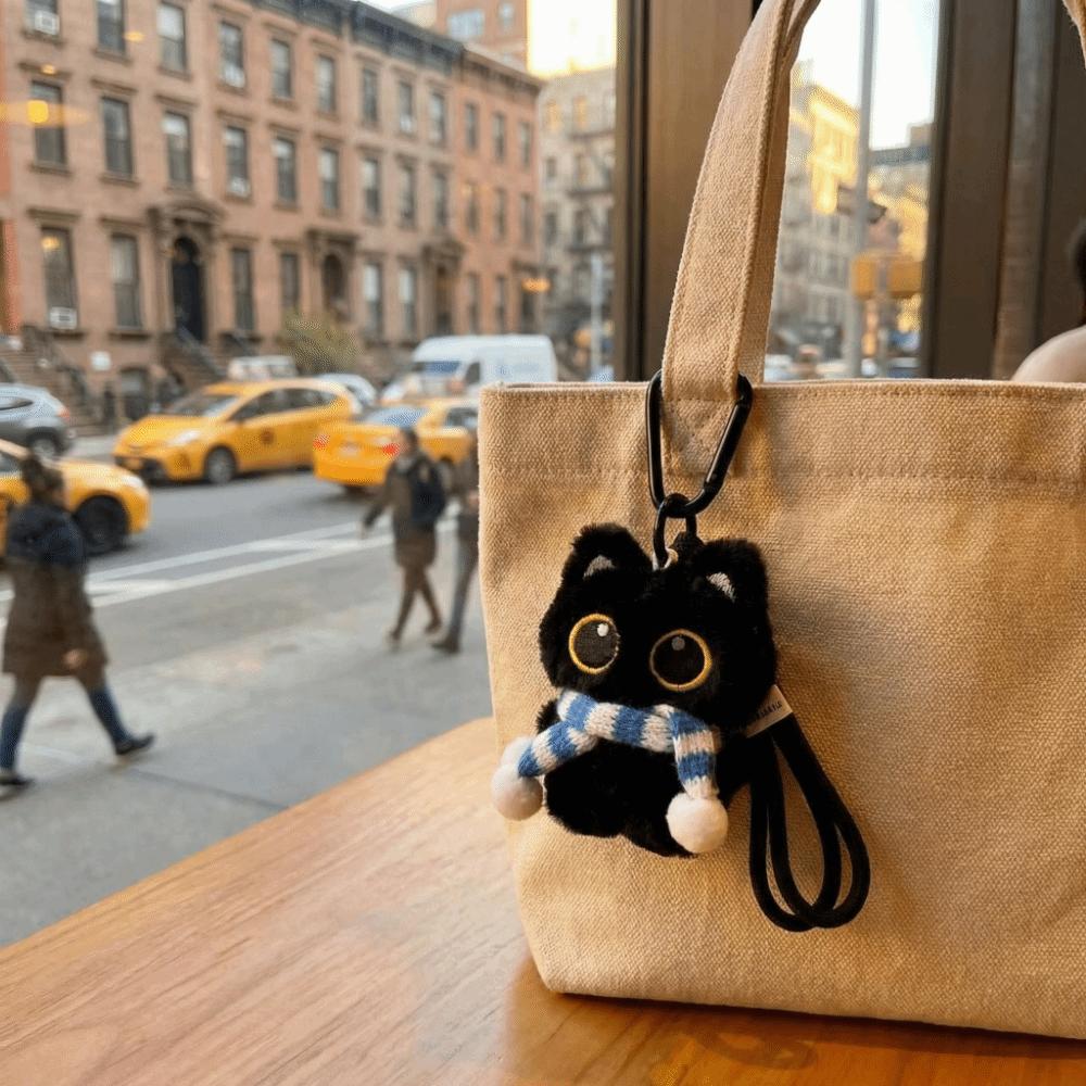 Cute Plush Cat Keychain Good Luck Bag Hanging Charms Cat Fish Pendant Bag Key Decor