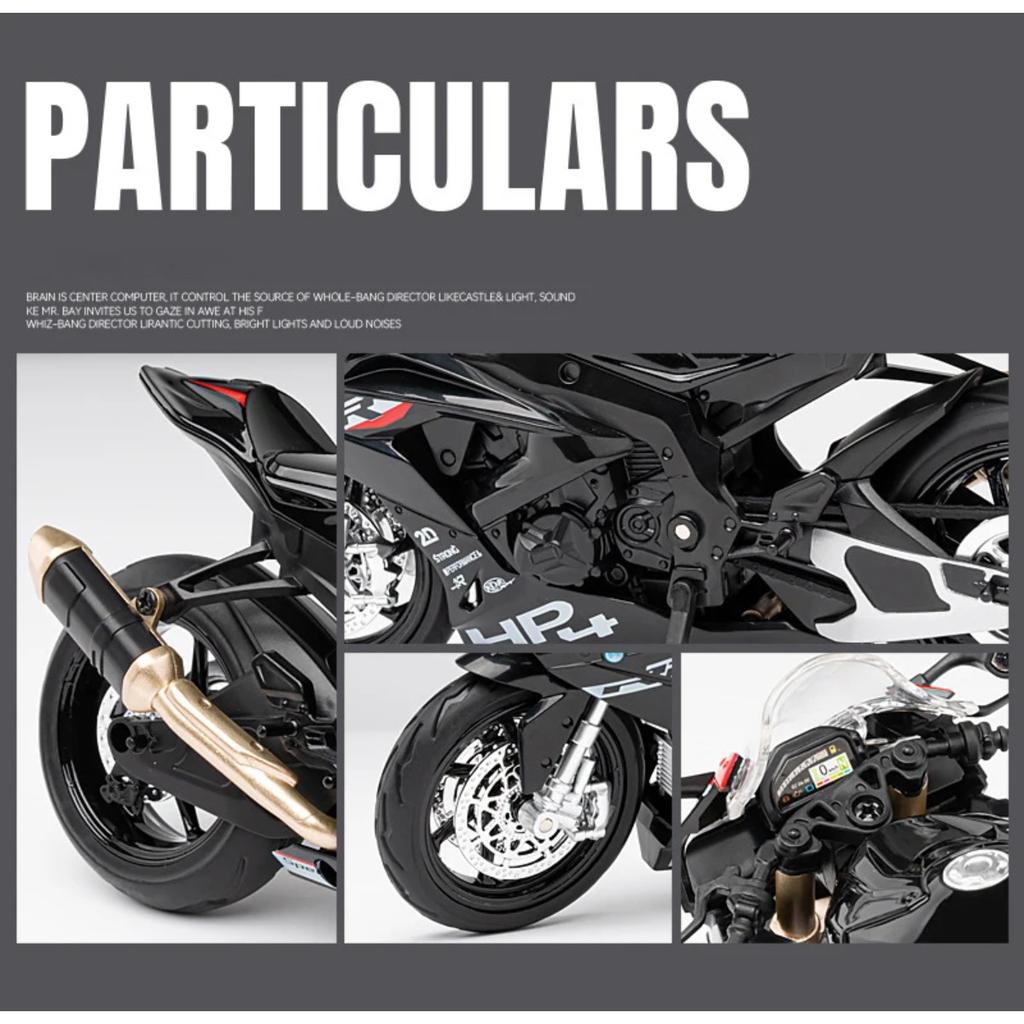 1/12 BMW HP4 Литой из сплава Гоночный Мотоцикл Модель Коллекция Транспортных Средств Звук и Свет Внедорожный Автоцикл Игрушки Машина