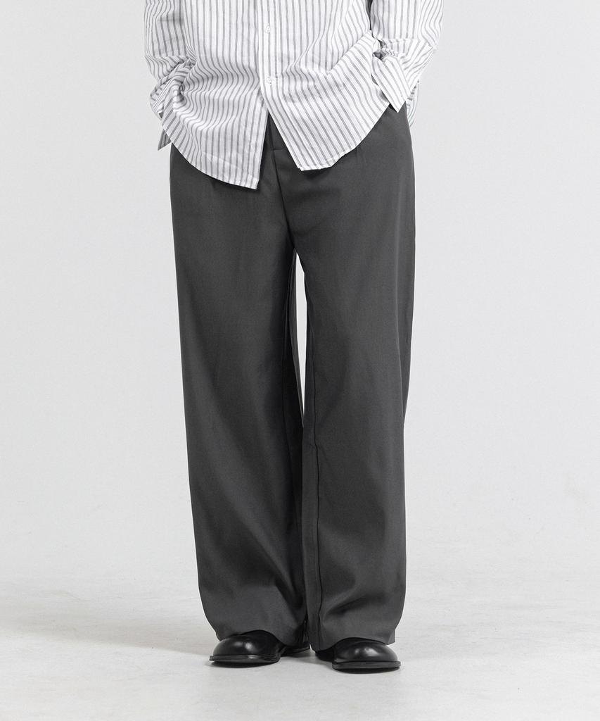 MODERN ARON Posy Single-Pleat Wide Slacks Charcoal