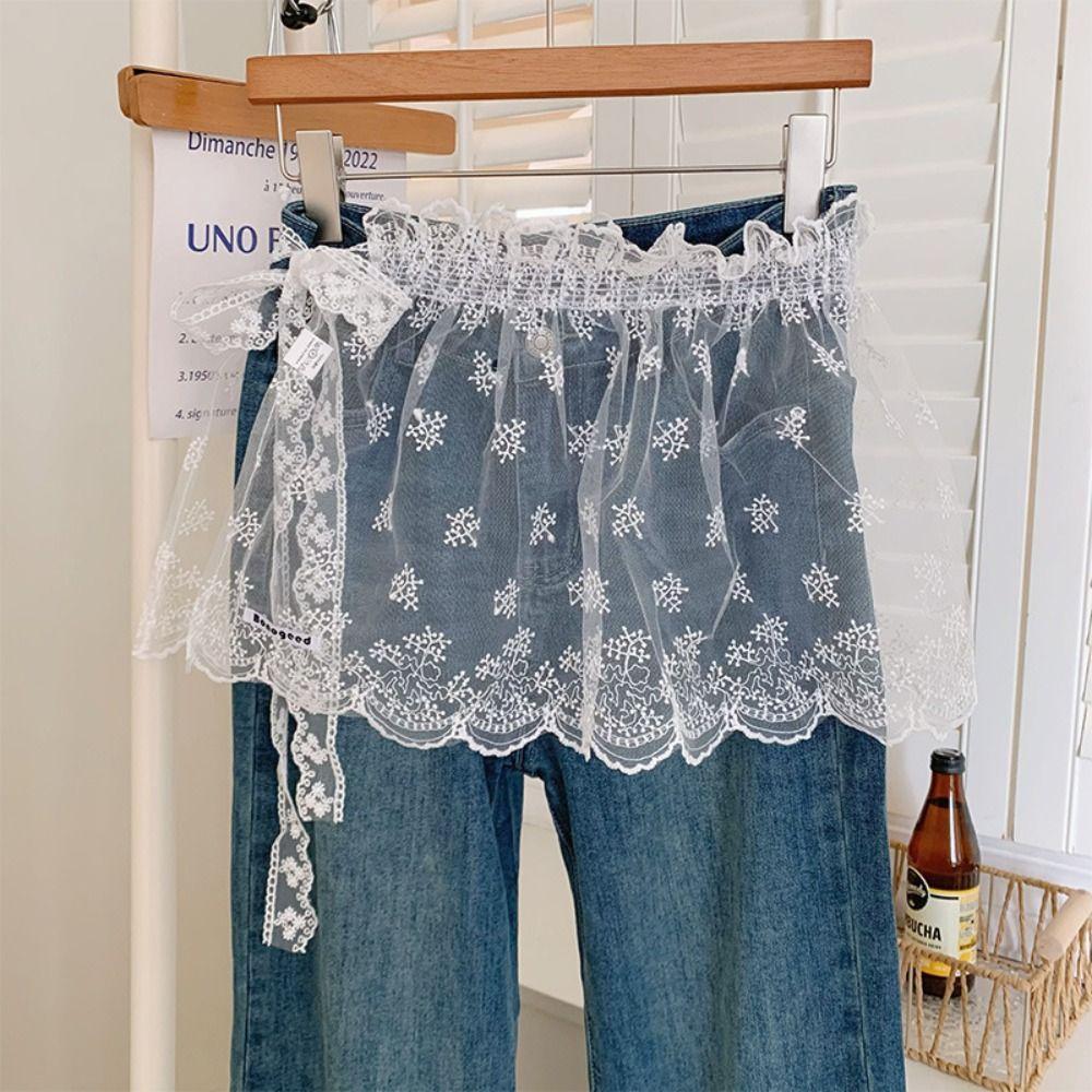 Balletcore Mini Lace Skirts Lace Up Butt Curtain Sweet White Lace Fart Curtain Girl
