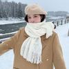 Plaid Imitation Cashmere Scarf Women's Winter New High-end Versatile Shawl Student Warm Scarf White